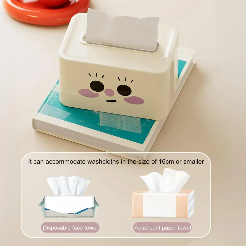 Bathroom Tissue Dispenser Room Decor Accessory Cute Smile Face Tissue Box Holder with Spring Mechanism for Bedroom Bathroom Car
