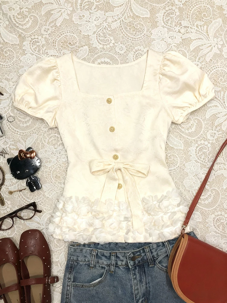 

Оригинальная футболка Sweet Sle ort Sve, женская осенняя женская футболка Faion Bubble Sve с квадратным воротником, цвет мандарина