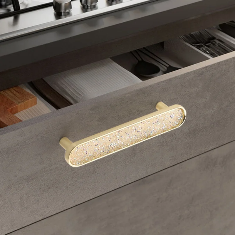 Gold Grey Diamond Kitchen Cabinet Handles Cupboard Dresser Handles Drawer Knobs Wardrobe Closet  Door Pulls Furniture Handles