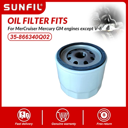 Imagen 1 del producto Filtro de aceite 35-866340Q02, 35-866340Q03, 35-866340K01, apto para motores Mercury GM, excepto V-6