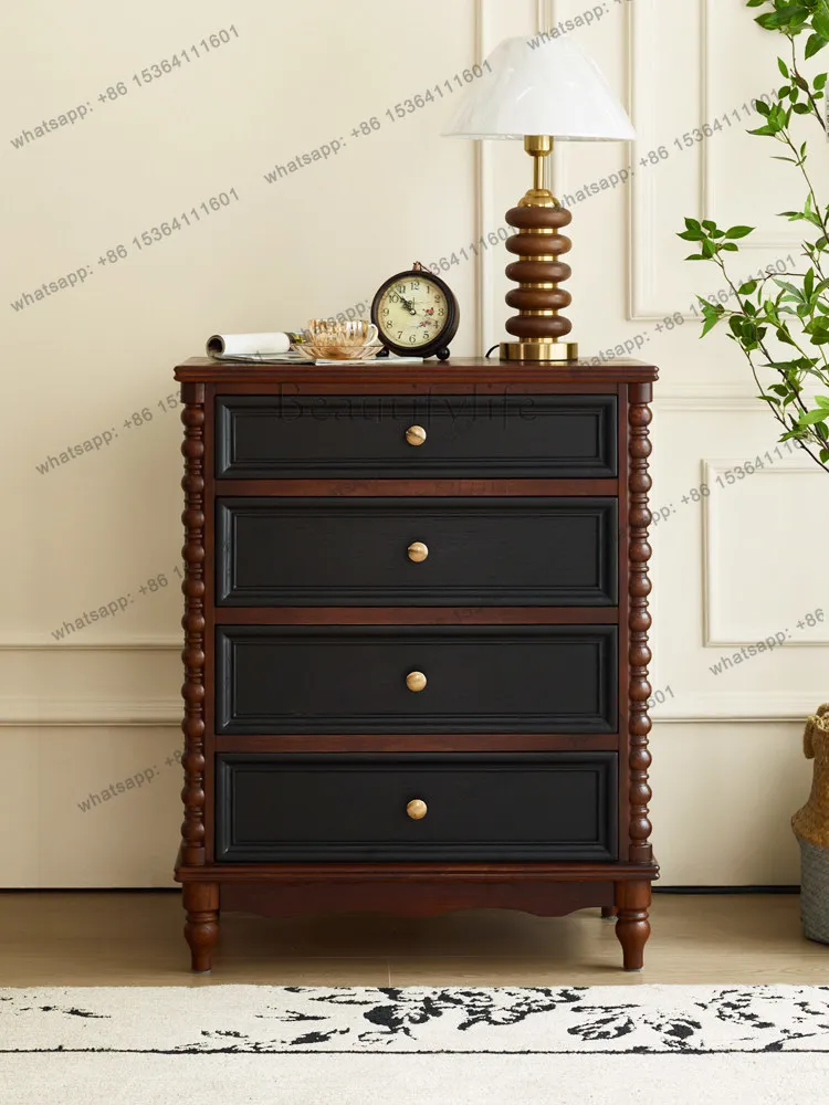 American solid wood four, five, or six chest of drawers and bedside cabinets have many drawers for storage