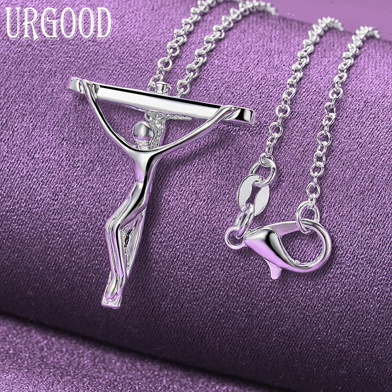 925 Sterling Silver Advanced Humanoid T-Frame Pendant Necklace 16-30 Inch Chain For Women Party Engagement Fashion Jewelry Gift