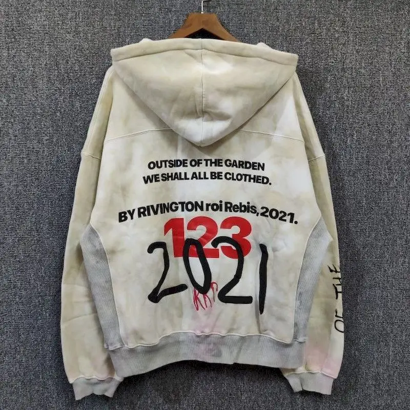 95% Cotton Hoodies Men Women American High Street Loose Hooded Coats Fashion Washed Old Contrast Graffiti Letter Hoodie Autumn