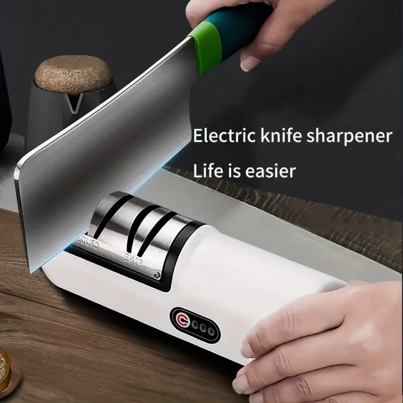 Electric Knife Sharpener Fully Automatic Handheld Knife Sharpener for Home Kitchen Quick Sharpening Tools With Non-slip Kitchen