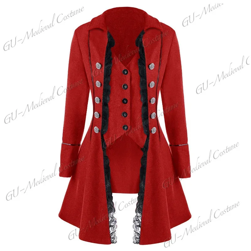 Women's Jacket Gothic Steampunk Corset Halloween Costume Coat Victorian Tailcoat Jacket Medieval Pirate Woman Clothing Plus 3XL