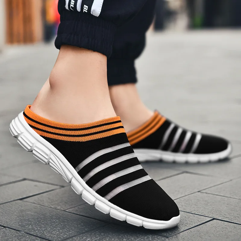 

Men Slippers Summer Mesh Breathable Home Indoor Slippers Men Thick Bottom Slides Fashion Couple Walking Shoes