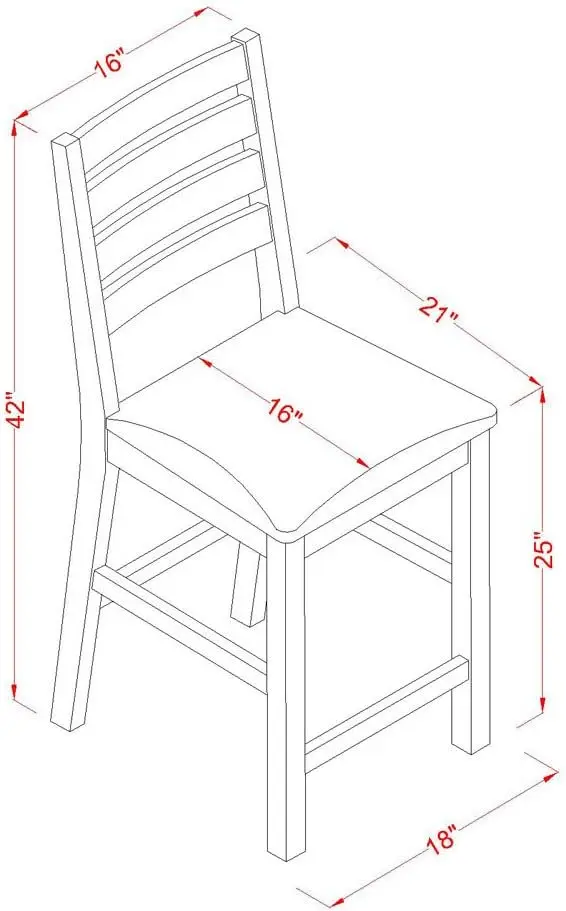مقاعد للبار بارتفاع عداد المقهى CFS-OAK-C - كراسي خشبية منجدة من قماش الكتان، مجموعة من 2، بلوط