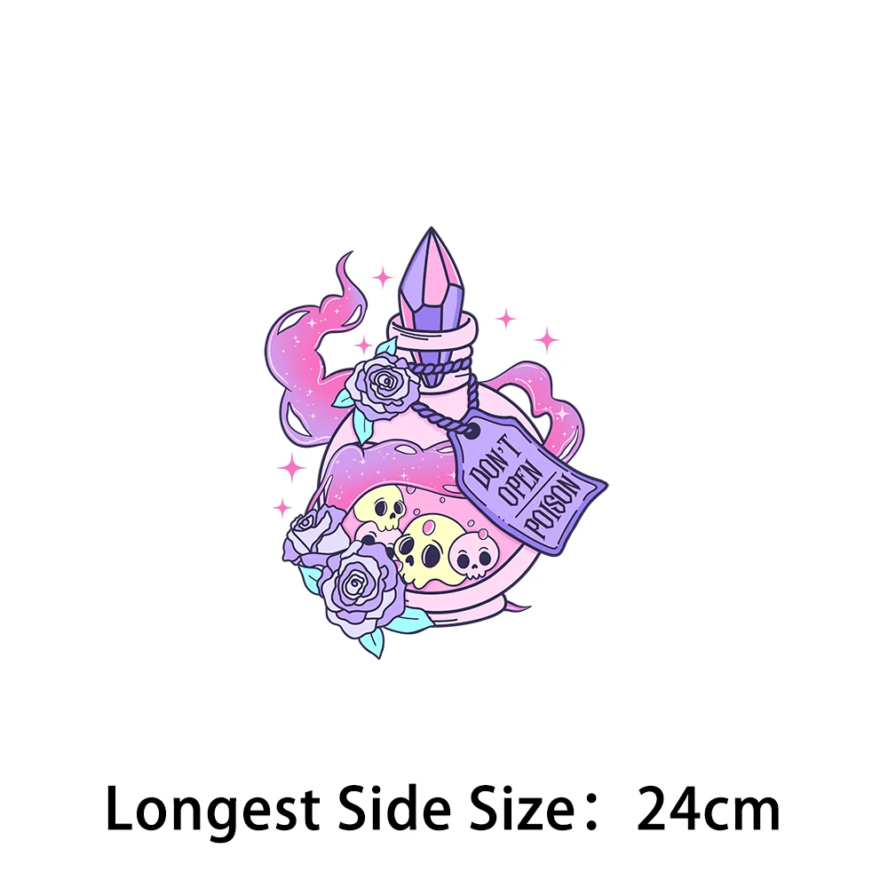Pink Halloween Pattern Fashion Patches Iron-On Transfers For Clothing Thermoadhesive Vinyl Decals Stickers Diy
