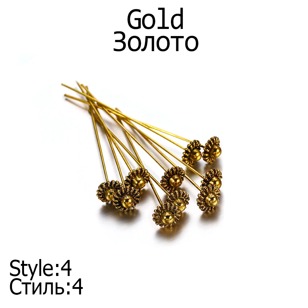 20 Stks/partij 50Mm Antieke Zilveren Bloem Hoofdspelden Voor Sieraden Maken Diy Kralen Bal Spelden Naalden Bevindingen Voor Diy Oorbellen Sieraden