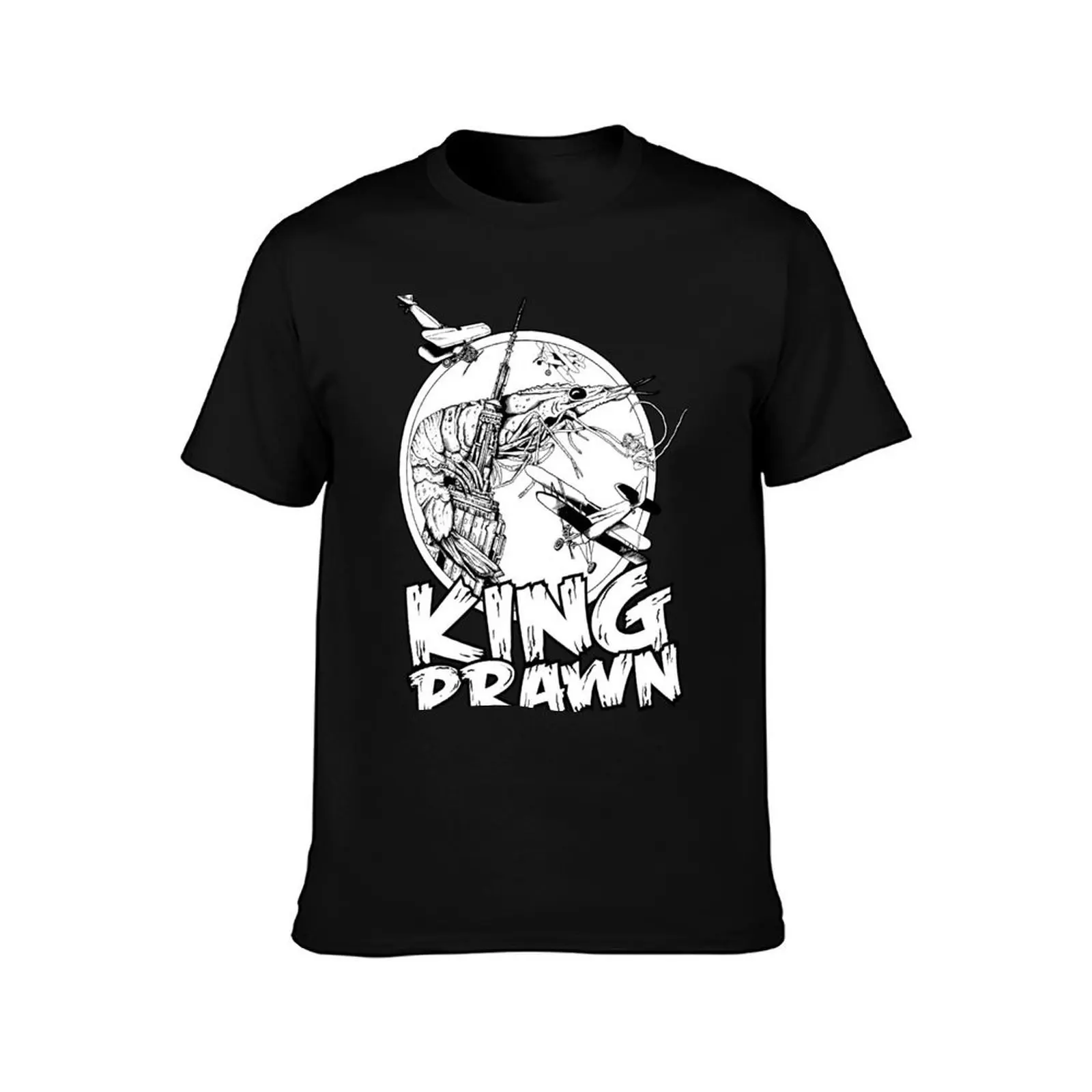 KING PRAWN T-Shirt, Summer Casual Cotton Tee, Oversized Streetwear Tops, Vintage Graphic Print, Loose Fit Short Sleeve