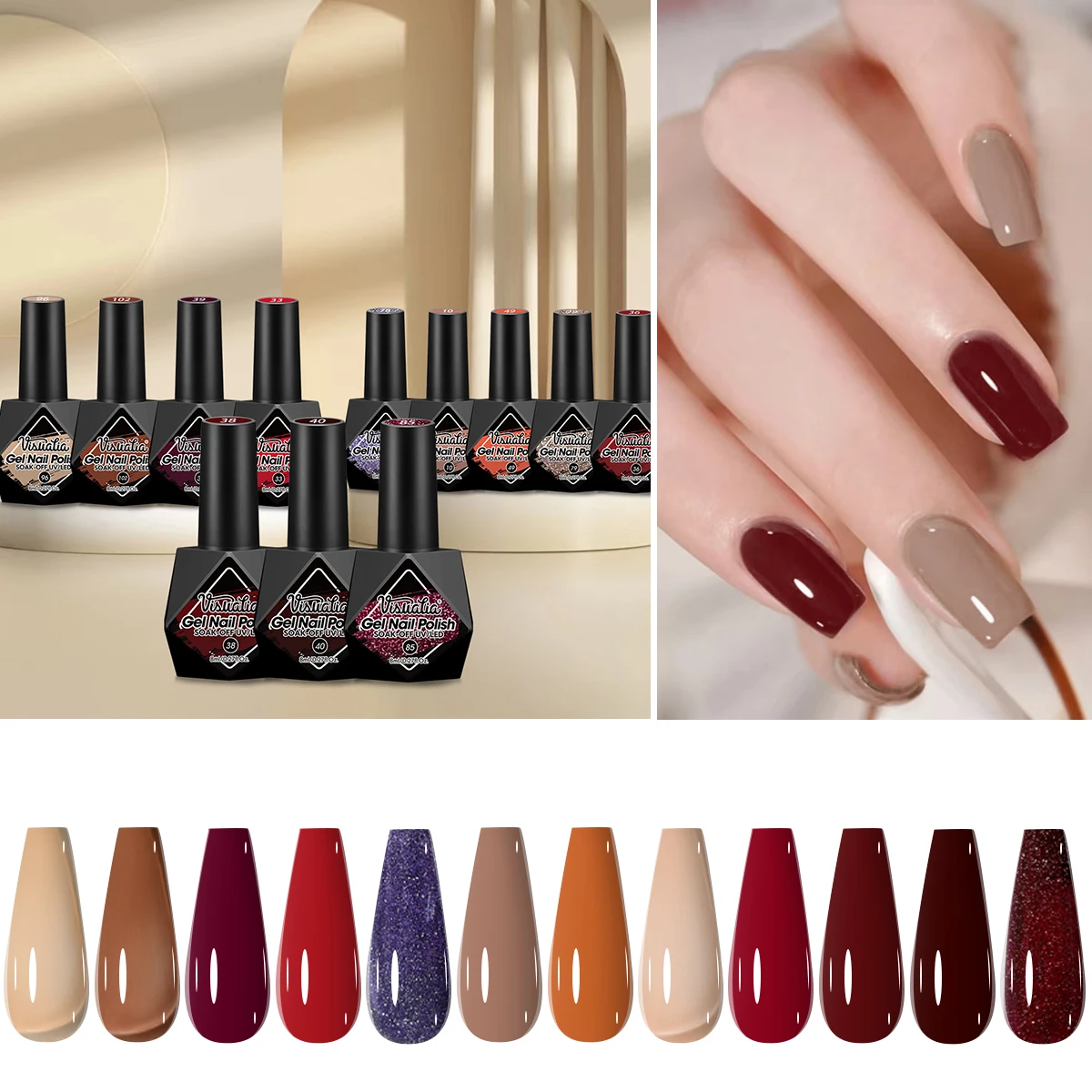 

Набор гель-лаков Visuatia из 12 предметов — голографический блеск, полупрозрачные и магнитные эффекты, долговечные салонные ногти «сделай сам» — идеальный подарок для женщин, дизайн ногтей | Голографический эффект | Набор гель-лаков для ногтей, принадлежн