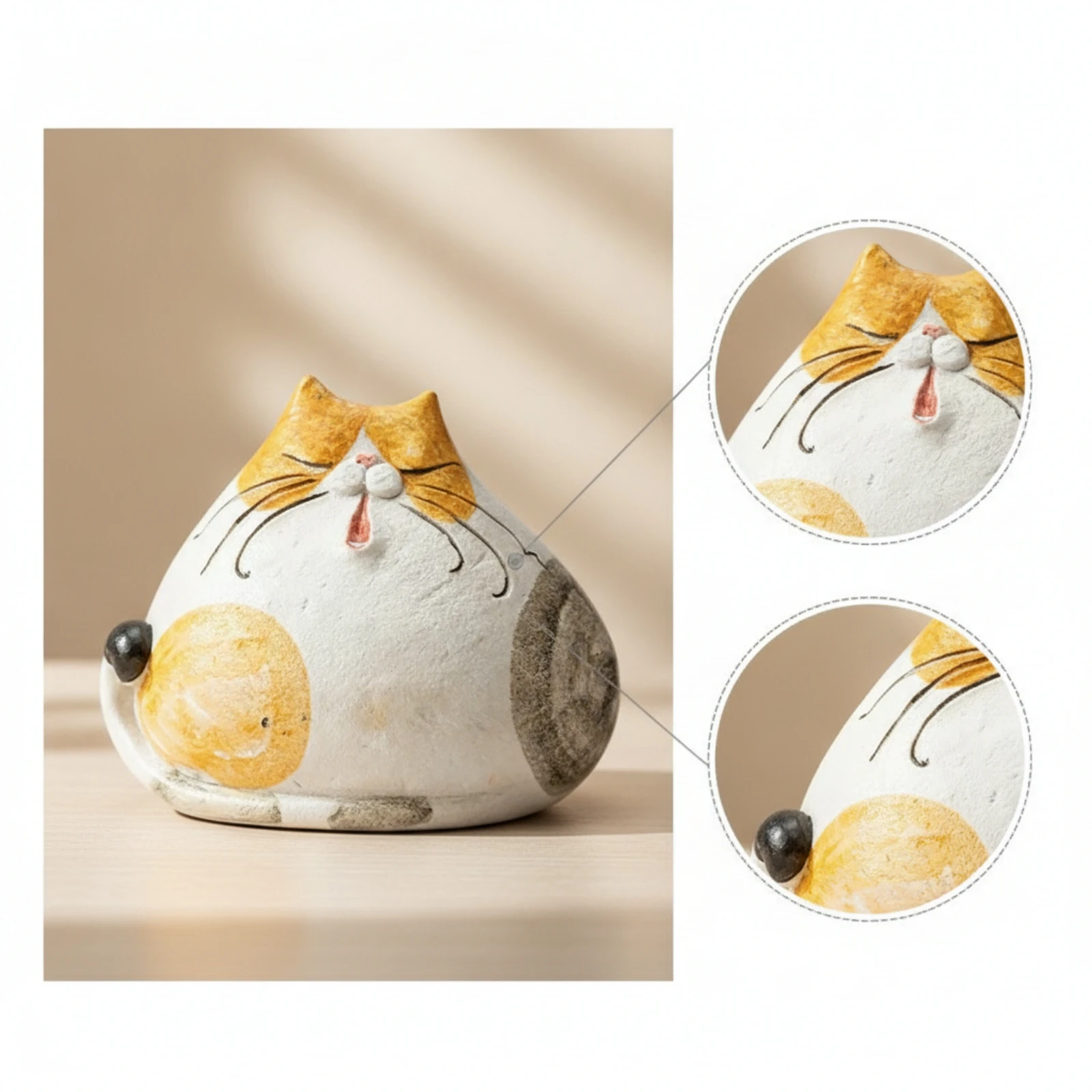 Cute Home Decor Abstract Ceramic Cat Figurine Gift Idea Cat Figurine Ornament view 6