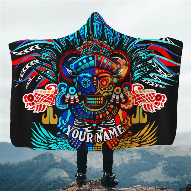 

Mictlancihuatl Queen of Mictlan Mural Art Customized Hooded Blanket 3D All Over Printed Wearable Blanket Adults For Kids Blanket