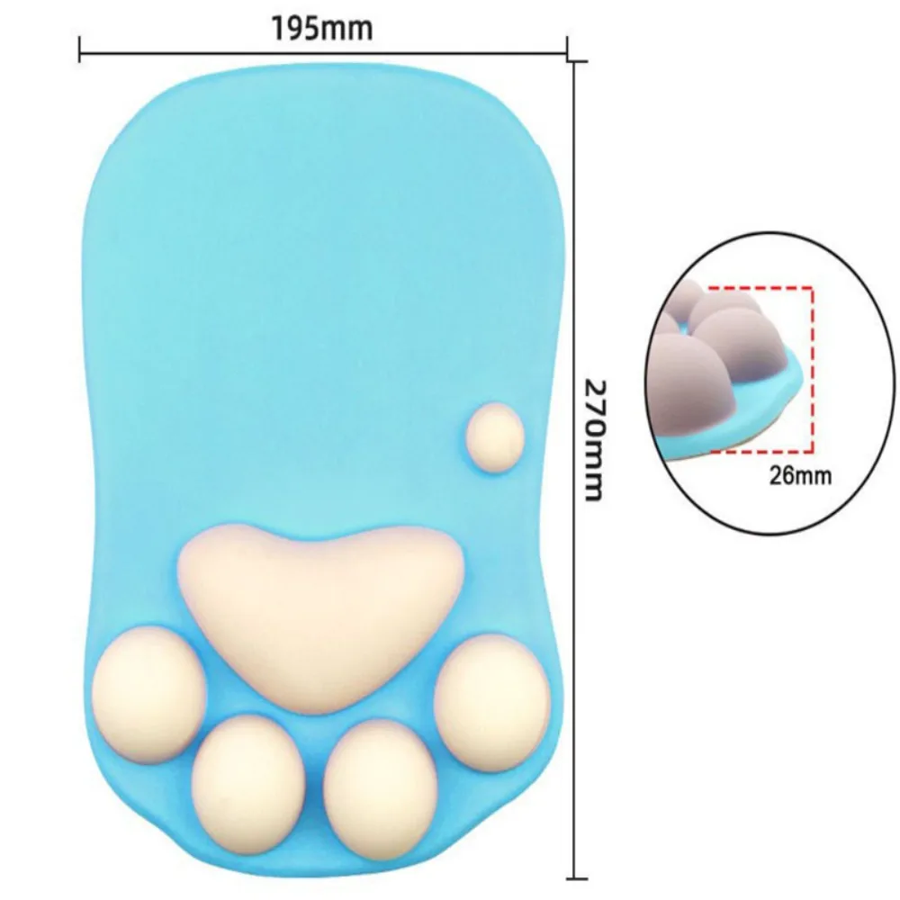 3D Mouse Pad Soft Silicone Cute Cat Paw Mouse Mat Memory Foam Wrist Rests Cushions Mousepad for Kids Laptop Computer Mousepad