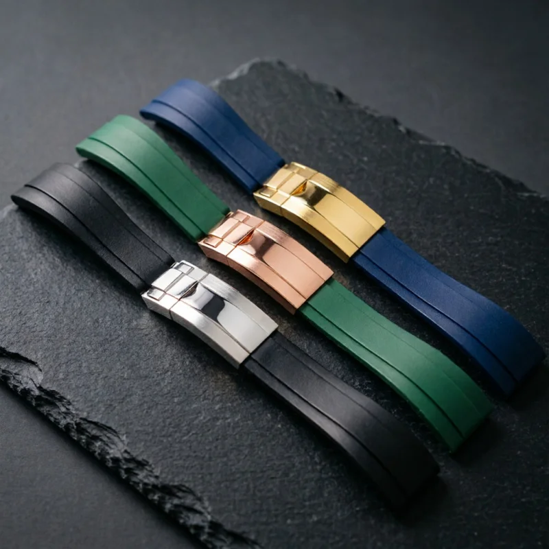 20mm 21mm 22mm Rubber Watch Band Diver Style Silicone Strap Waterproof Wristband Bracelet for Sport Diving Watches Accessories