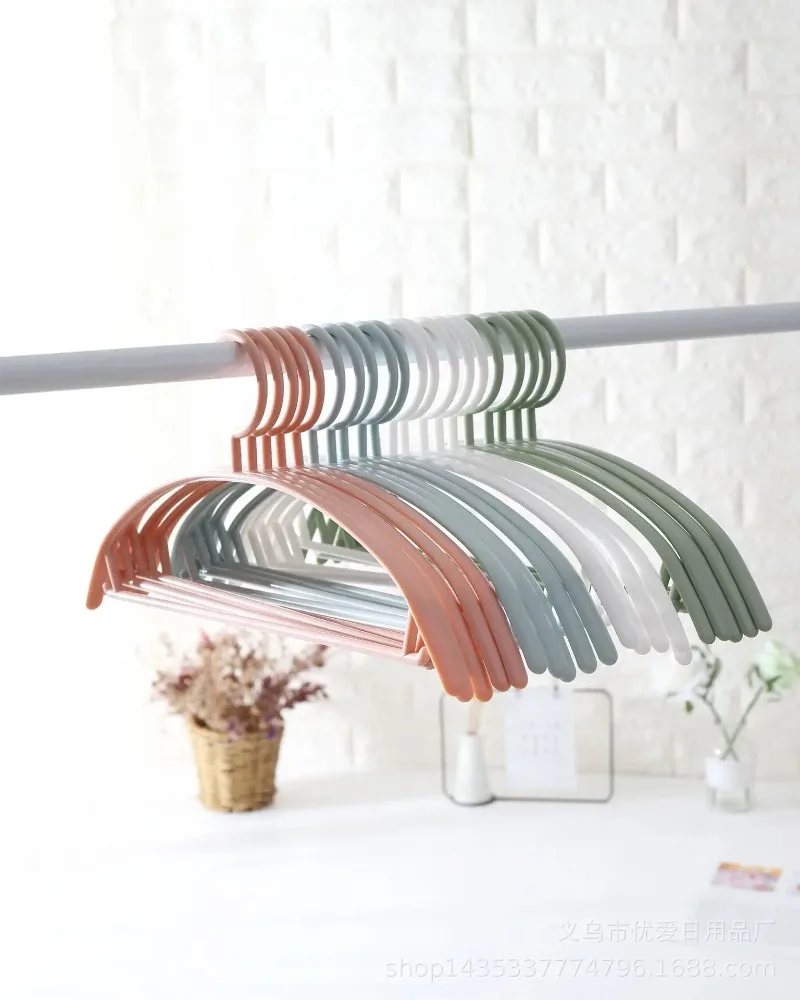 

10PCS Dry and Wet Dual-purpose Wide Shoulder Semicircle Seamless Coat Hanger Household Adult Thick Plastic Anti-slip Coat Hanger