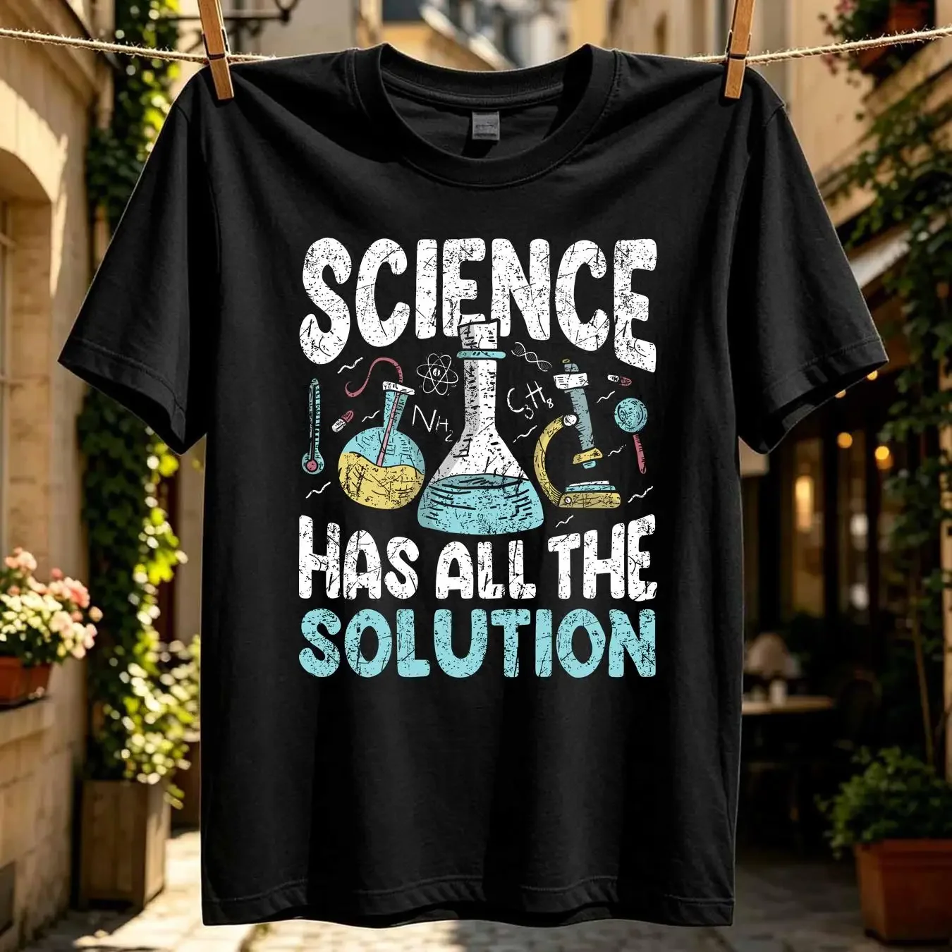 washed T Shirt Science Has All The Solutions Lover Teachers ScientisT long or short sleeves vintage Washed Comfortable