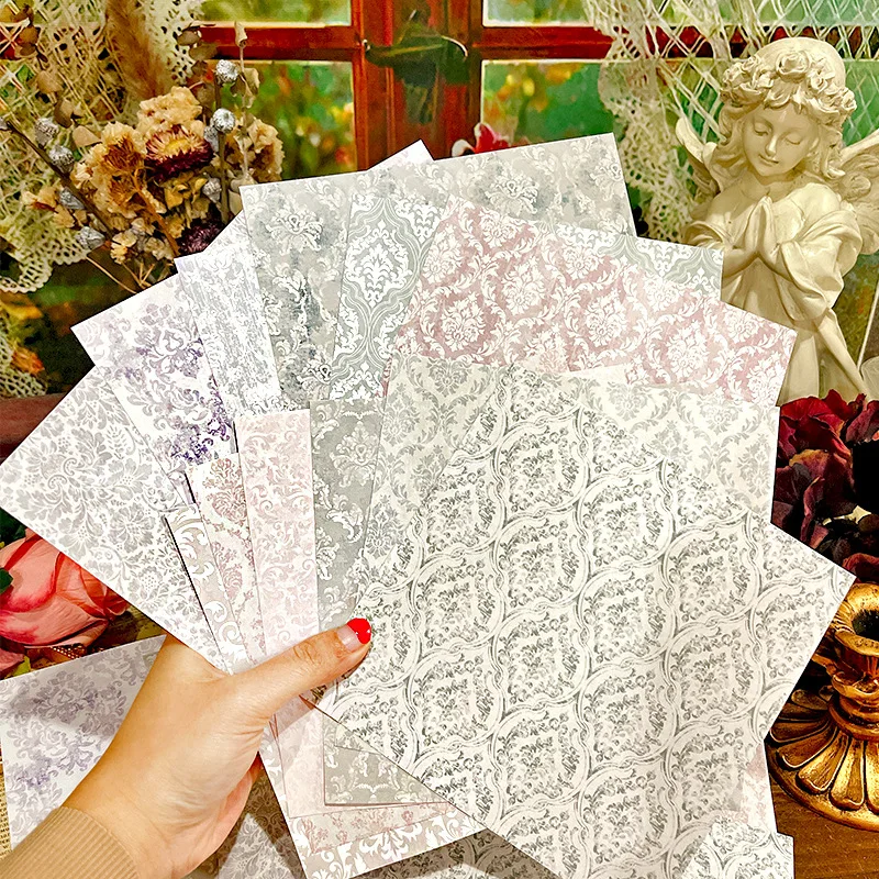 12 Sheet Baroque Pattern Material Paper Craft Paper Handmade Art Paper Background Pad Card Making Scrapbooking Material Pack