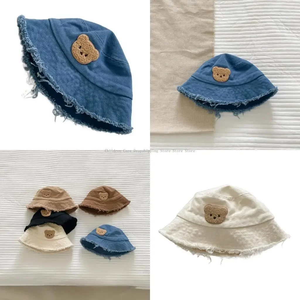 

Модная детская рыбацкая шляпа с рисунком медведя, детская рыбацкая шляпа, легкая кепка с защитой от солнца для активного отдыха