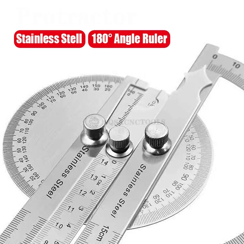 180 Degree Protractor Metal Angle Finder Goniometer Angle Ruler Stainless Steel Woodworking Tools Rotary Measuring Ruler 100/150