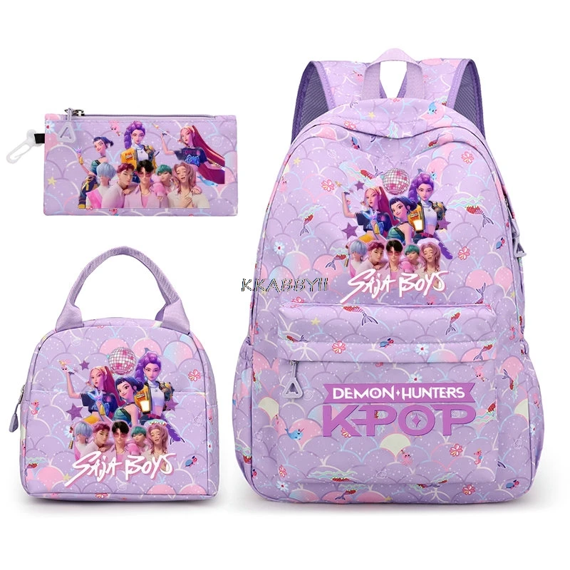 Рюкзак KPop Demon Hunters, дорожная сумка, школьная сумка для студентов, для мальчиков и девочек, для подростков, с молнией, для ноутбука, Mochilas