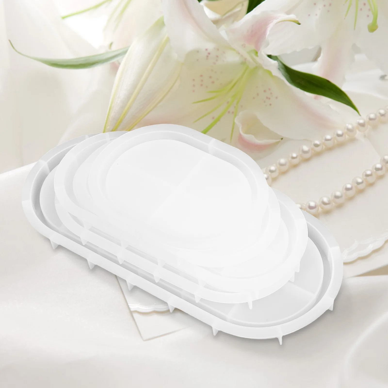

5Pcs Oval Tray Resin Silicone Molds Jewelry Trinket Holder Epoxy Casting Mold for DIY Crafting Storage Tray Organizer