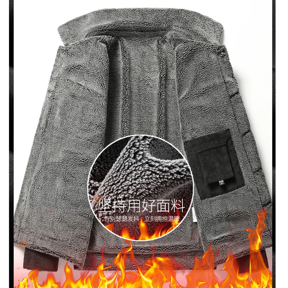 Corduroy Jacket Men Autumn Winter Thick Fleece Jacket Coat Fashion Casual Corduroy Coat Male