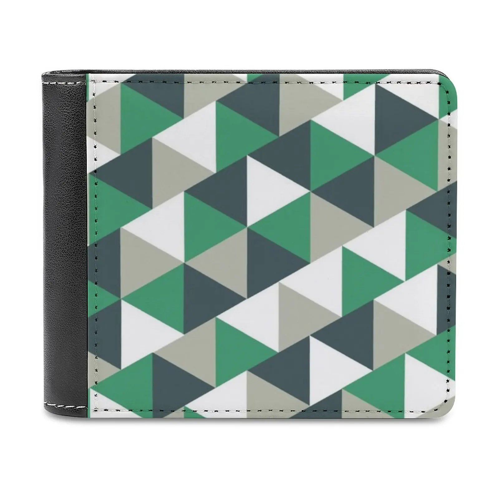 Green Geometric Men's Wallet Leisure Travel Lightweight Portable Wallets Short Style Male Purse Green Army Green Beige White