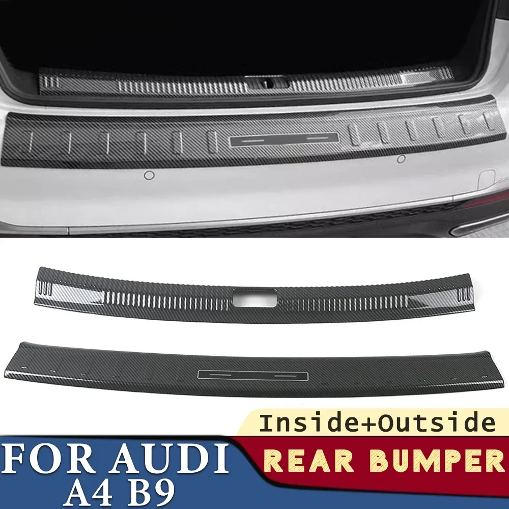 Trunk Bumper for Audi A4 B9 Sedan 2017 2018 2019 2020 2021 2022 2023 Car Accessory Stainless Rear Fender Boot Pad Cover Sticker 