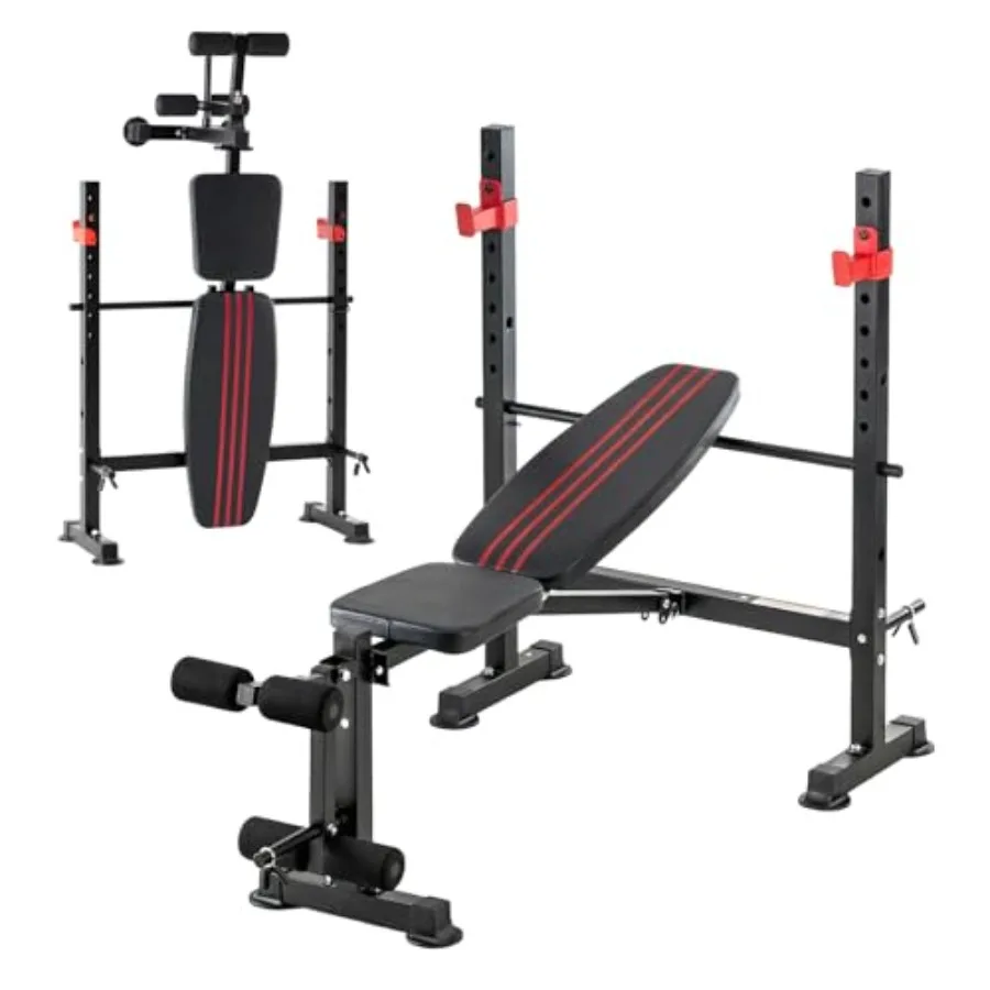 

Home gym adjustable weight bench set with leg extension curl, steel construction, black, 650 LBS capacity, foldable full-body s