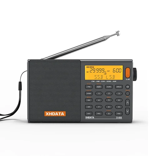 XHDATA D-808 AM/FM/SW/MW SSB AIR RDS 풀 밴드 휴대용 라디오, 다기능 딥 사운드 스테레오 충전식 라디오 리시버 