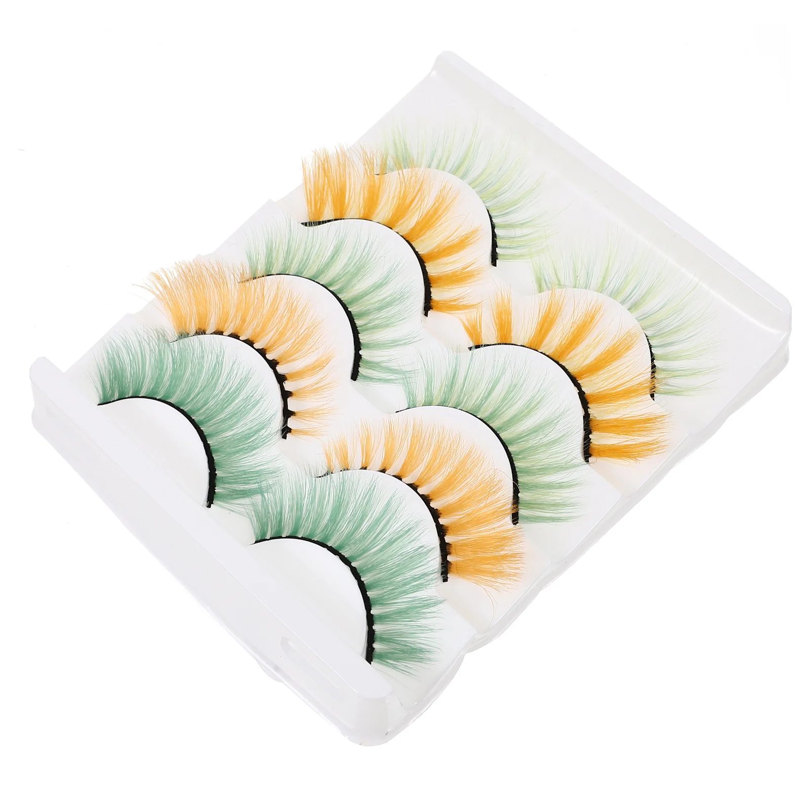 5ペアのスタイリッシュなカラフルなつけまつげ、簡単に装着・取り外し可能、再利用可能なまつげ、特別なイベント、ブライダル、イブニング、グラマーメイクアップ用