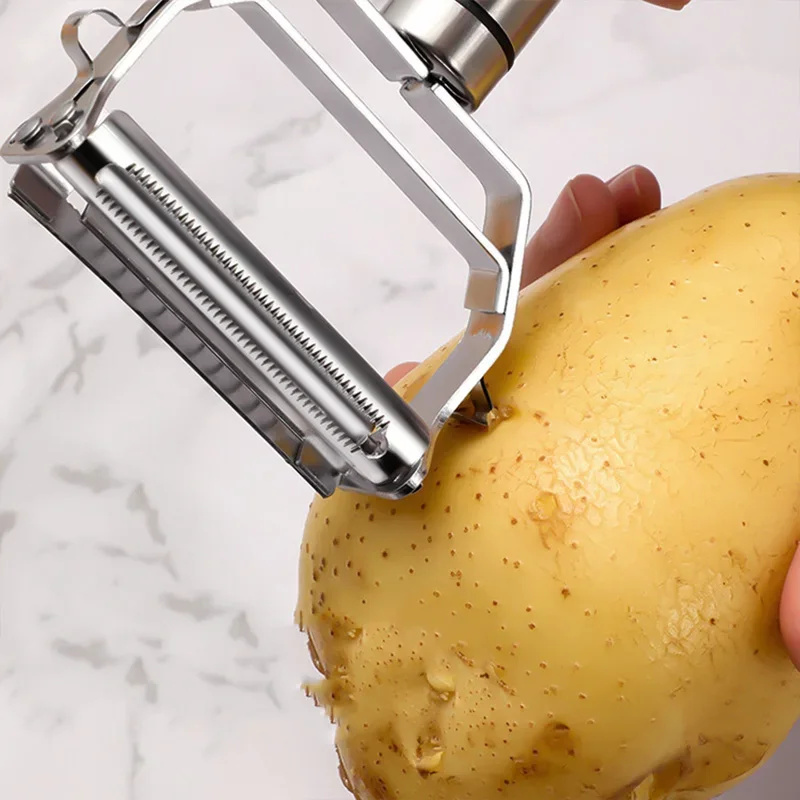 3-in-1 Stainless Steel Peeler - Multi-Function Vegetable Peeler, Julienne Slicer, Grater for Kitchen, Easy Grip Ergonomic Design - Detail 1