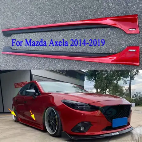 

2Pcs/1Set ABS Paint Side Skirts Aprons Door Bumper Lip Guard Body Kit For Mazda 3 M3 Axela Sedan 2014 2015 2016 2017 2018 2019