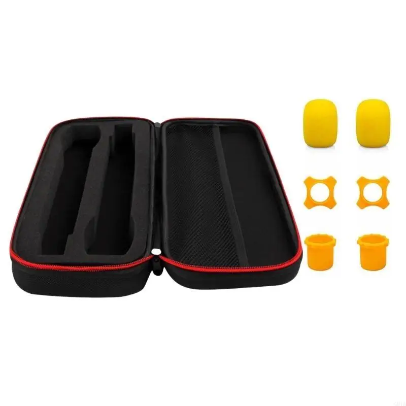 G8TA EVA Protective Box Microphone Storage Bag for Wireless Handheld Mic with Pocket Included Sponge Cover Nonslip Rings