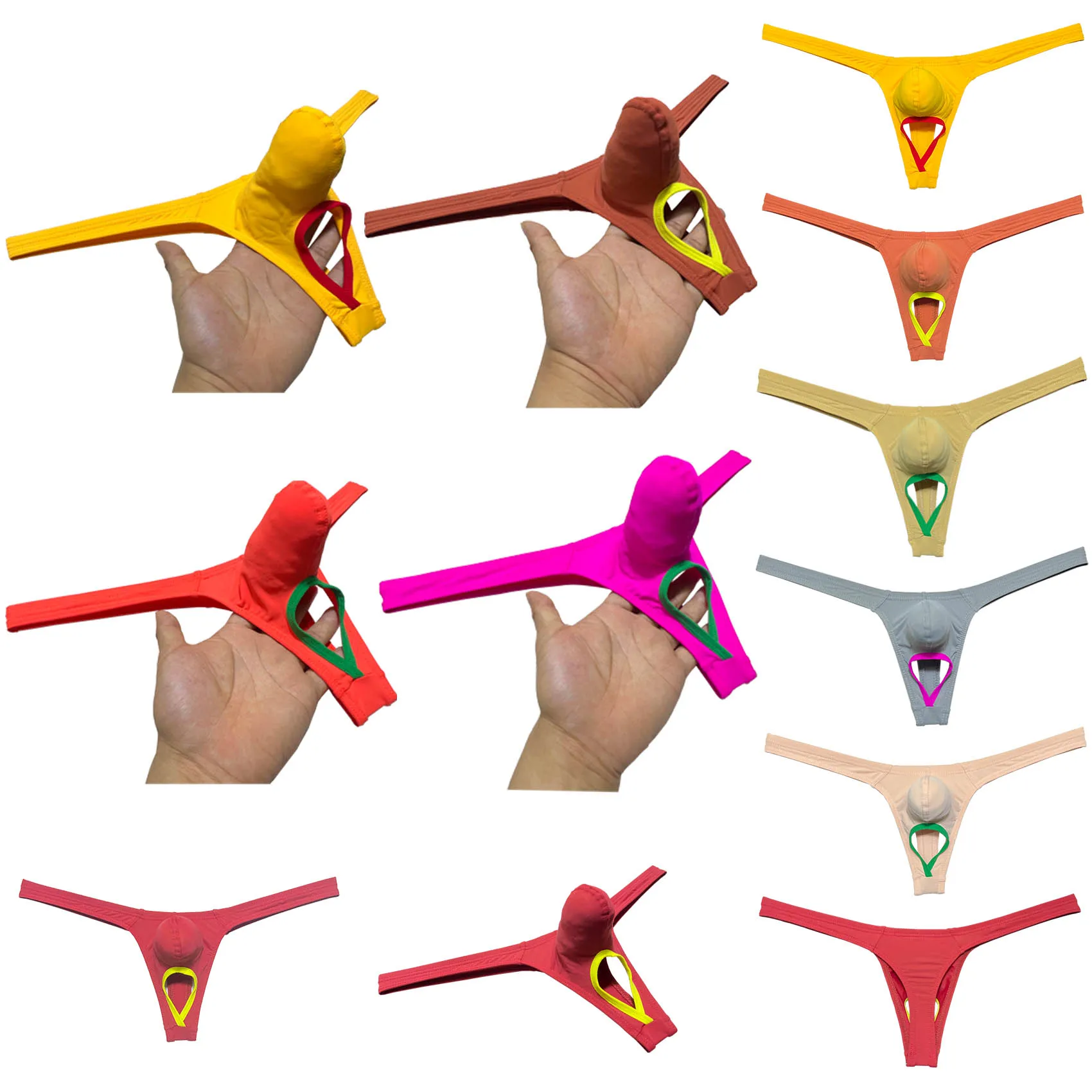 

Комплект из 2 мужских стрингов-танга с контурным кармашком, низкой посадкой, микро-трусы, эластичное белье, трусики-бикини