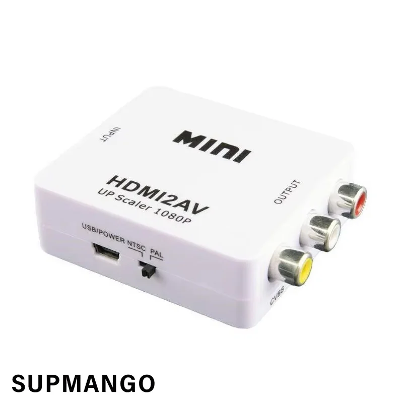 HDMI To AV RCA Adapter HDMI Converter MINI Box RCA AV CVSB LR Video Composite AV Scaler Converter For PC HDTV Projector