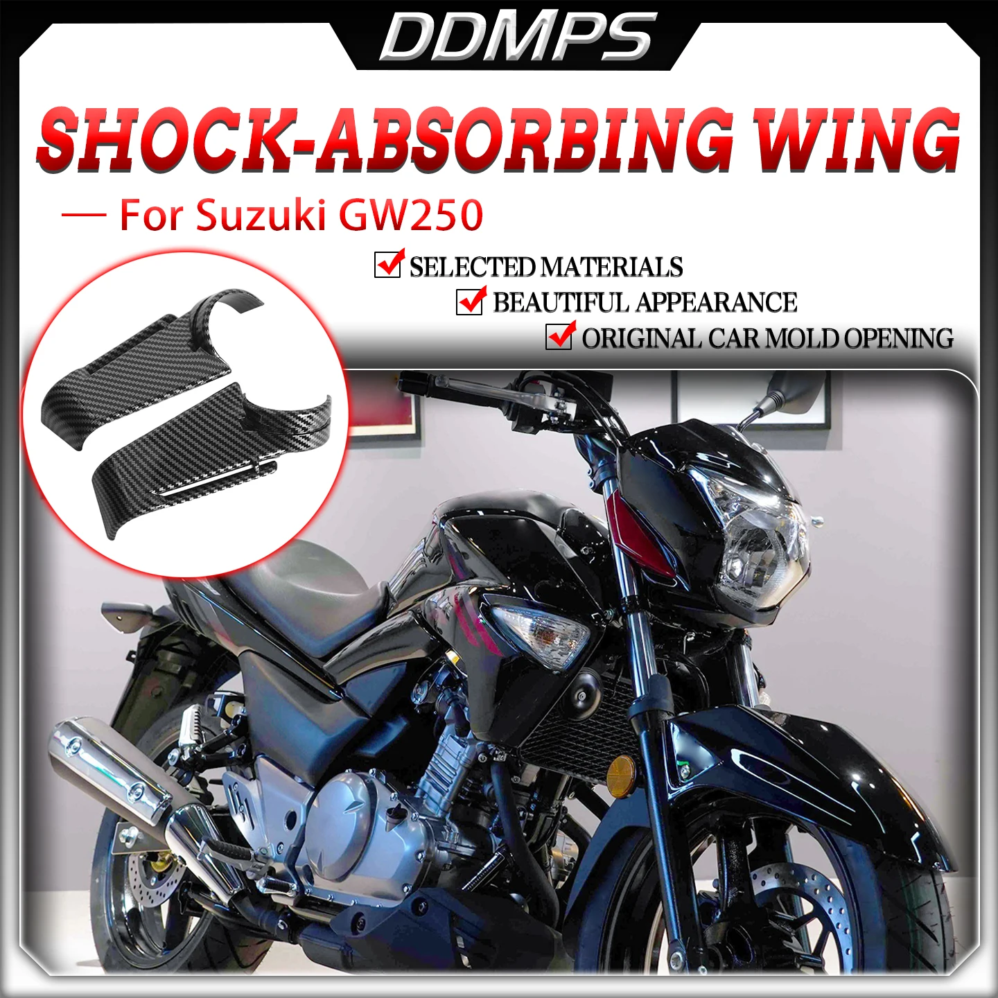 For Suzuki GW250 Motorcycle Front Shock Absorption Fixed Winglet Decorative Spoiler Side-Mounted Fixed Wing Modification
