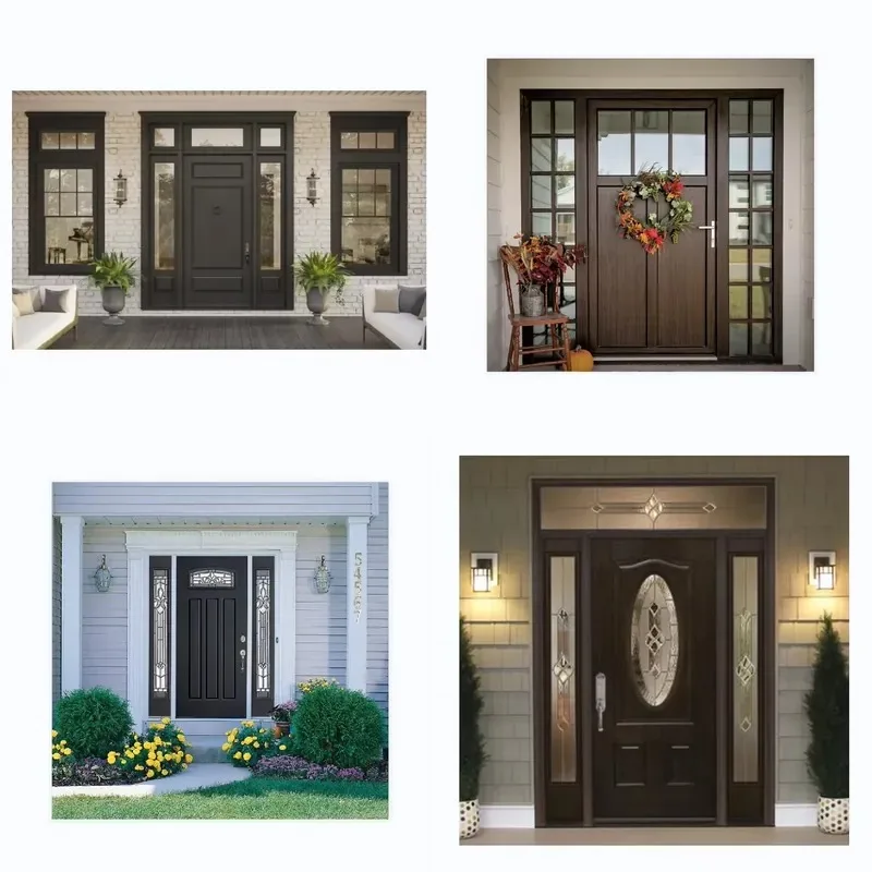 Modern Exterior Wooden Front Door with Side Lights and Windows High End Hardwood Villa Entrance Door Factory Price