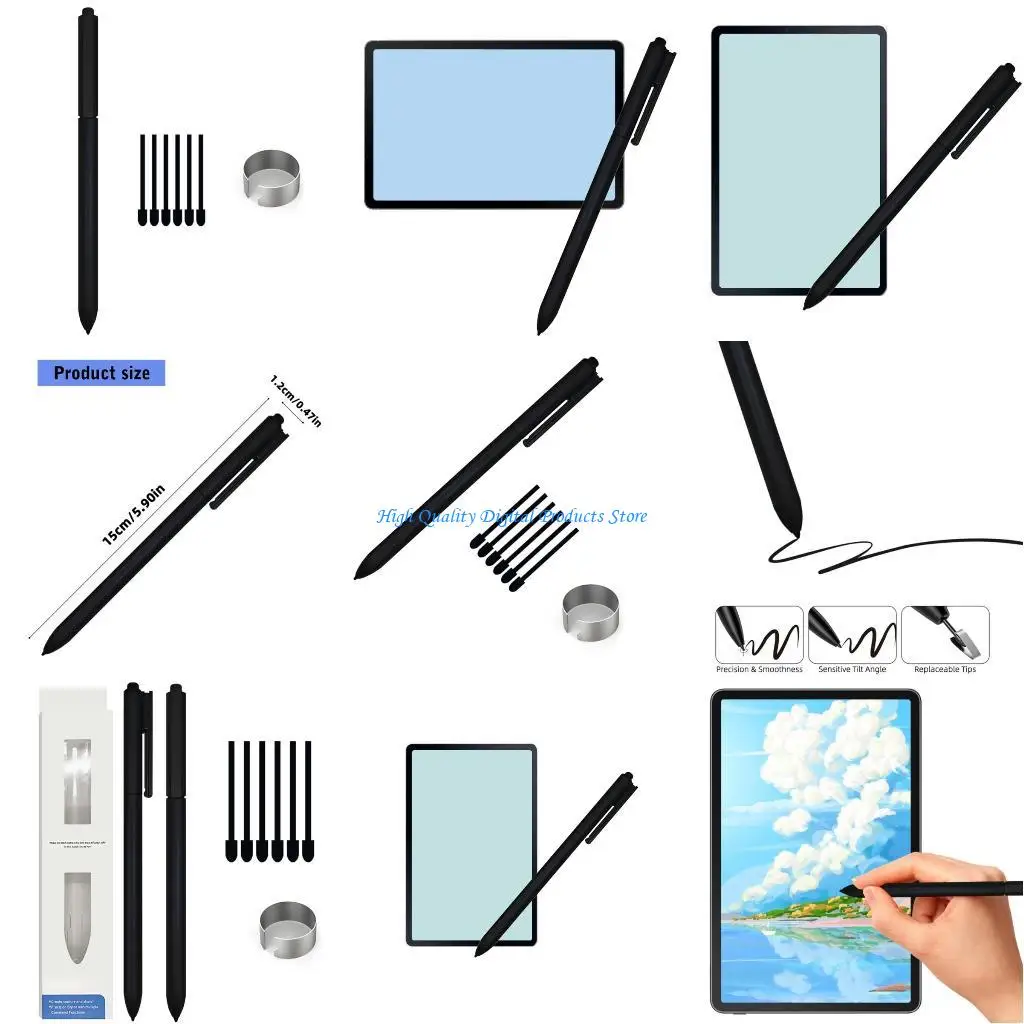 

U2JE High Sensitivity EMR Pen Tablets Connection Extended Usage Comfortable Grip Replacement Tip for TabS Pen Creative Work