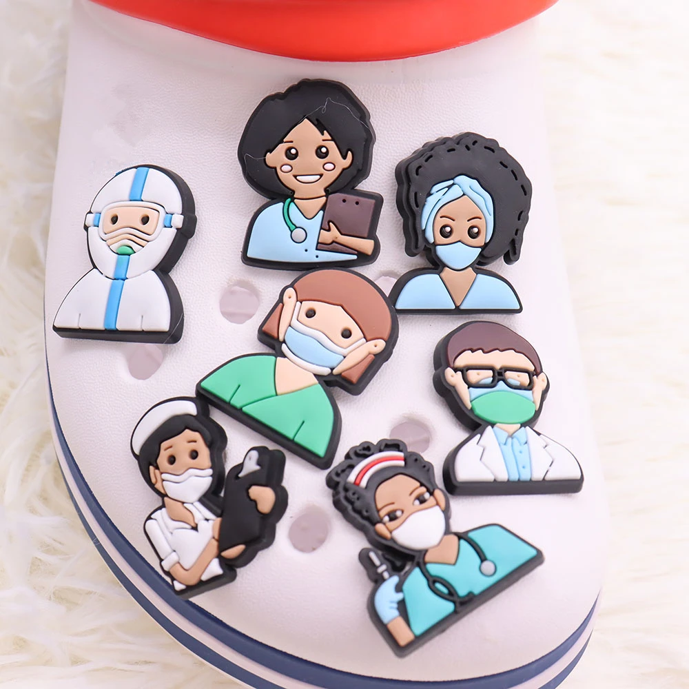 7-41Pcs Medical Hospital Series PVC Shoes Buckle Accessories Doctor Nurse Sandals Charms Fit Adult Holiday Gifts