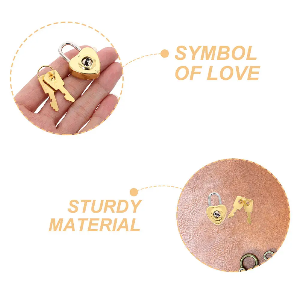 6Sets Mini Heart Padlock Cute Diary Lock Small Love Shape Zinc Alloy Jewelry Decorative Padlocks with Keys for Luggage Bag
