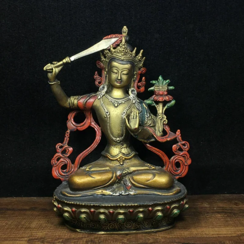 

Tibetan Buddhist Temple, bronze Bodhisattva Manjusri Buddha Statue -