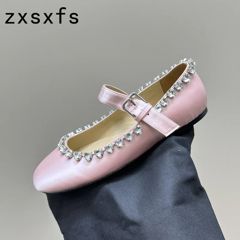 Lente Crystal Dames Doudou Schoenen Casual Platte Loafers Schoenen Catwalk Formele Zakelijke Zijde Outdoor Walk Schoenen Mujer