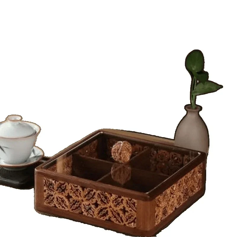 North American black walnut handmade walnut snack candy dried fruit box living room tea set dim sum Sigongge storage box
