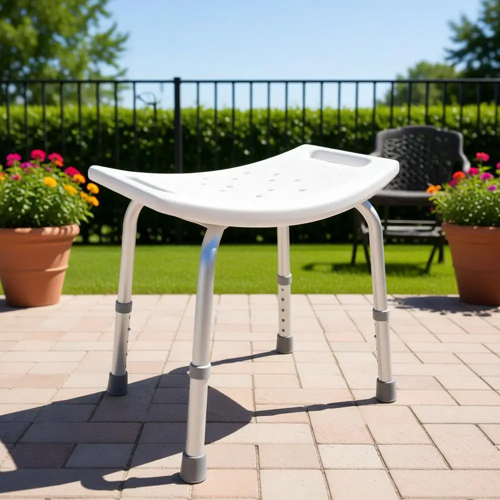 

Adjustable Height Non-Slip Plastic Shower Bench, Holds Up to 300lbs, White