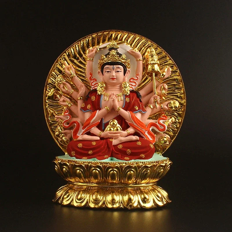 The Statue of Zhunti Bodhisattva Hand-painted Resin Buddha , Auspicious Home Decoration