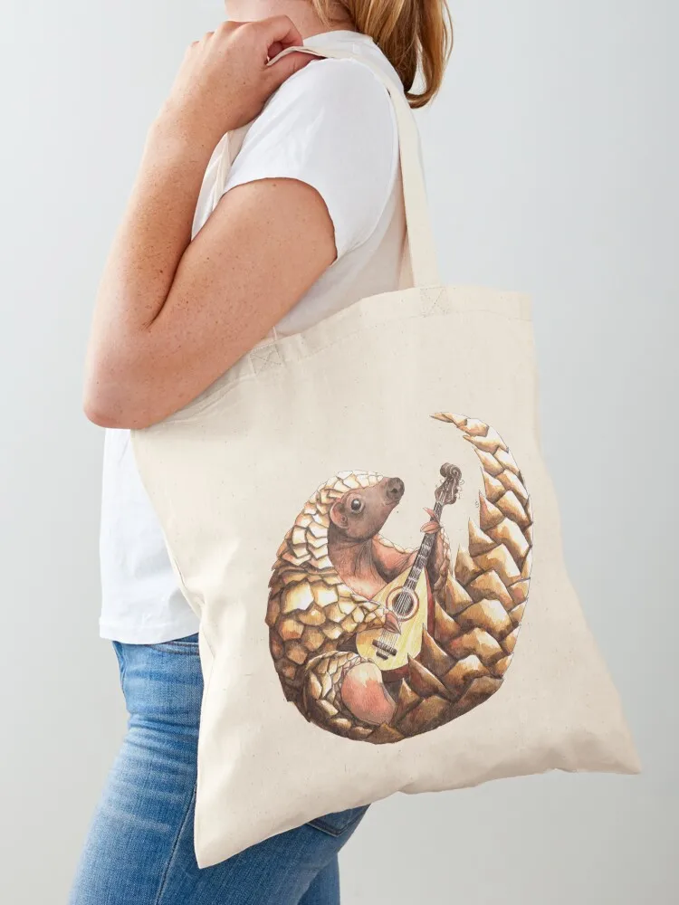 Pangolin playing the Mandolin Tote Bag canvas tote bags shopper bag women Canvas Tote Bag