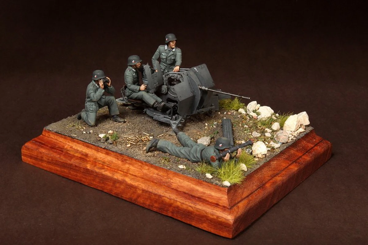 Kit de figurine en résine non peinte, artillerie de défense aérienne allemande de la Seconde Guerre mondiale (4 personnes), GK non assemblé et non peint, 1/35