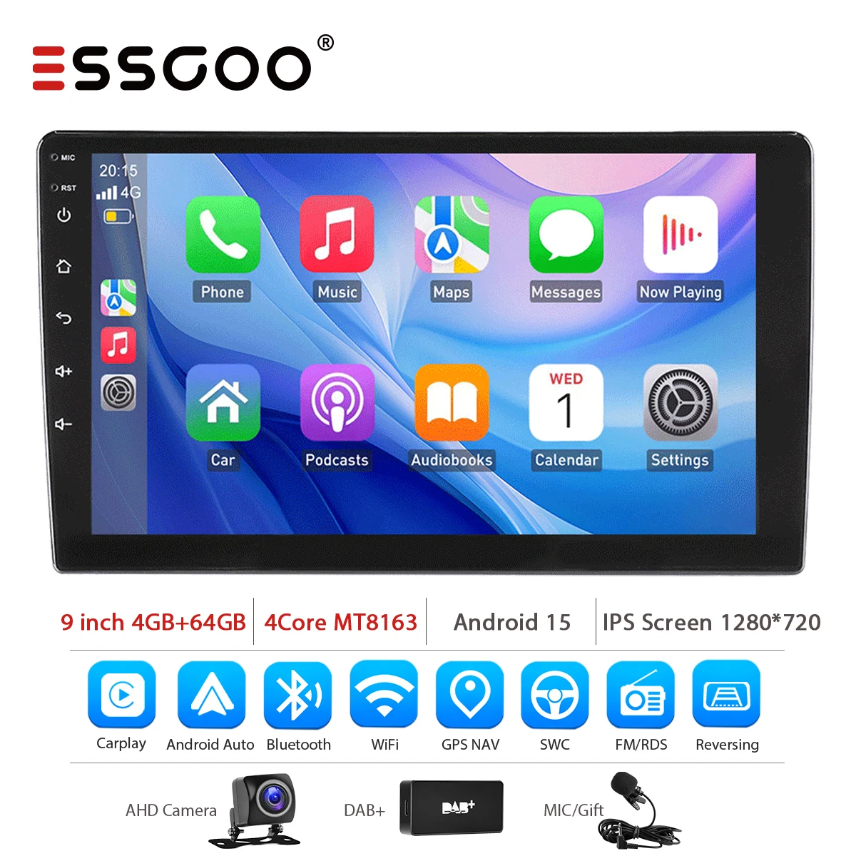 ESSGOO 7 9 10 inch Universele CarPlay Android Auto Autoradio voor VW Fiat Renault Nissan Hyundai GPS Multimedia Autoradio Stereo